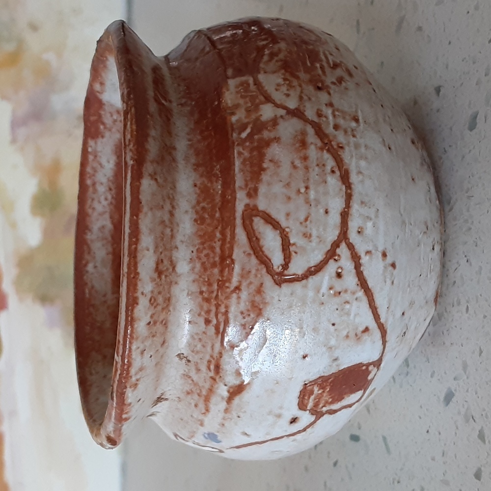 Studio Art Pottery Small Round Pot Signed EBB